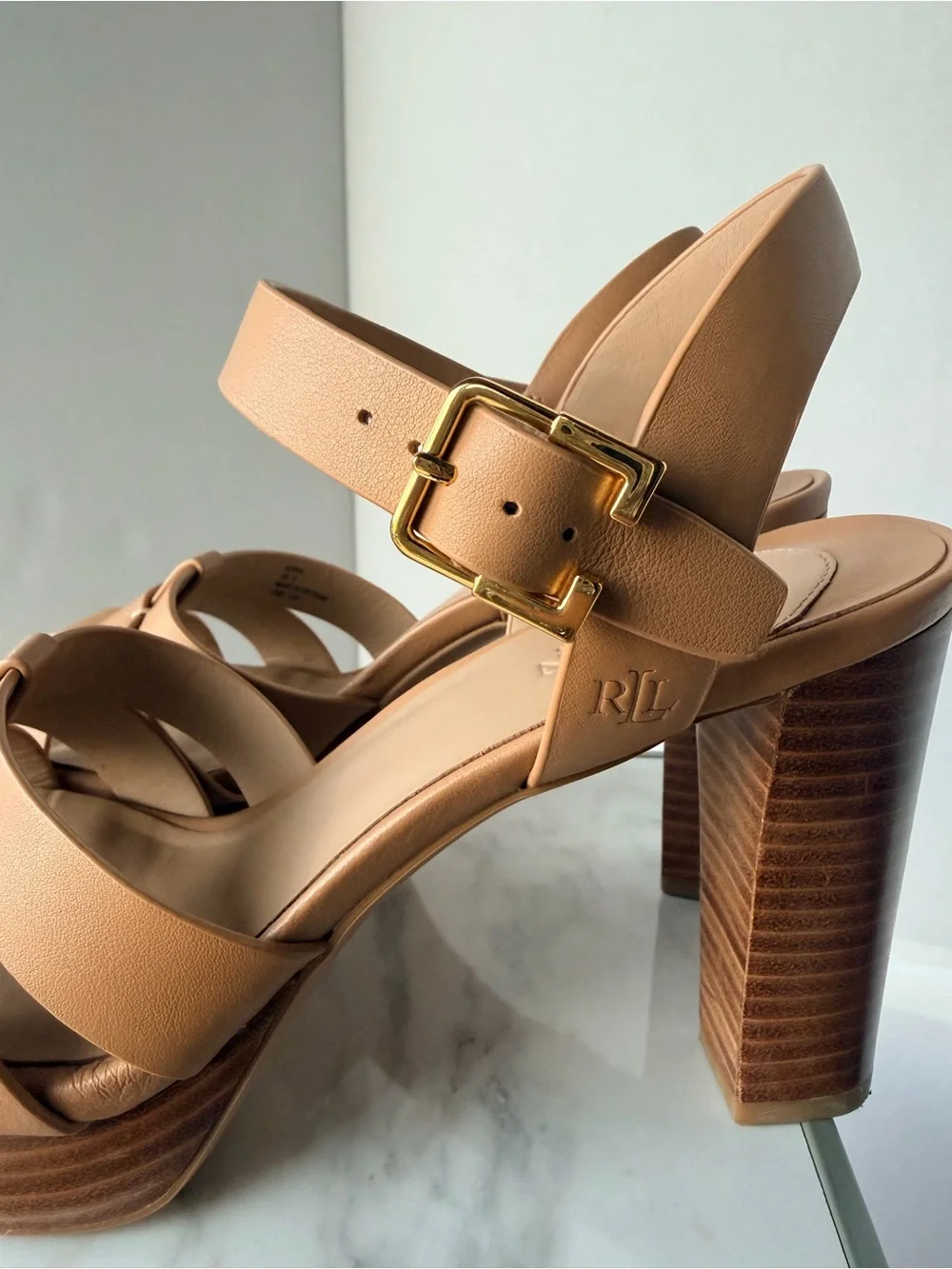 Ralph Lauren Leather Platform Sandal in Tan - Women